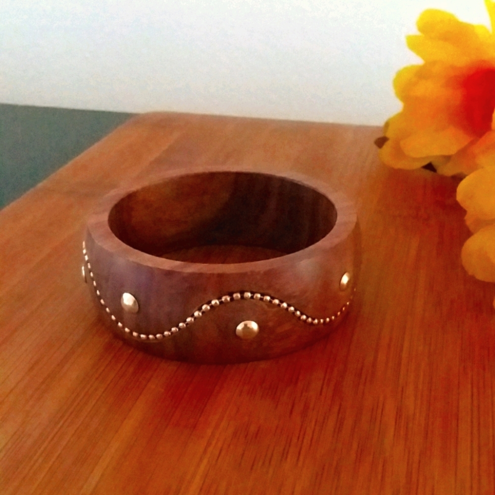 1PC Authentic African Wood and Brass Bracelet